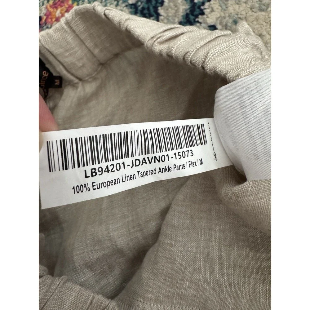 Quince 100% European Linen Tapered Ankle Pants M Flax Pull On Breathable